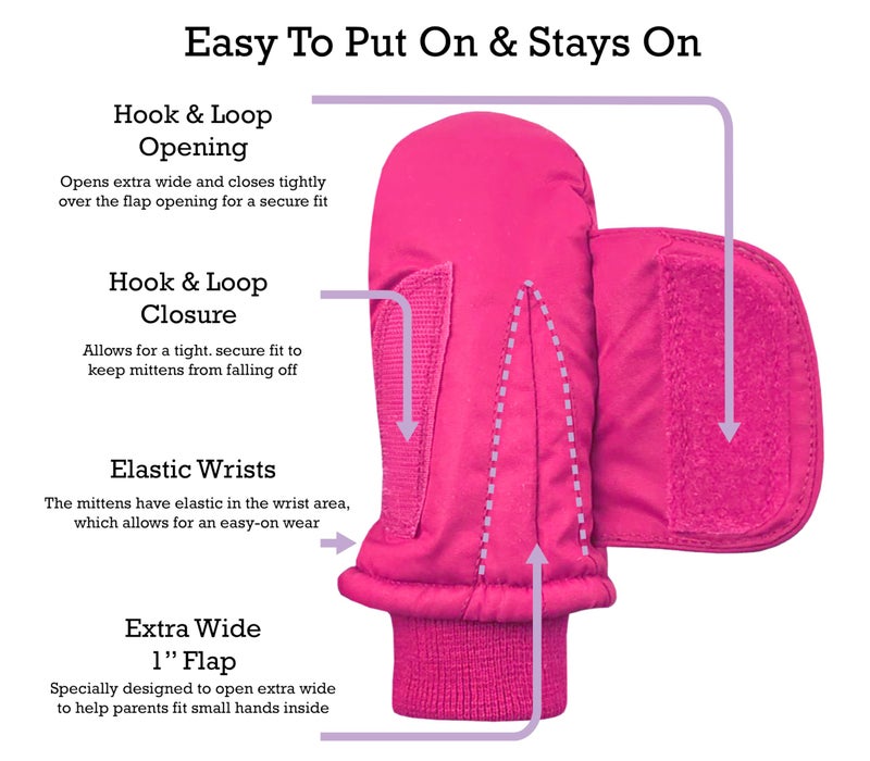 N'Ice Caps Kids Waterproof Snow Mittens Cold Weather Thinsulate Insulated (Fuchsia, 2-3 Years) - Image 2